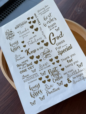 Gold Foil Sticker Sheet G54