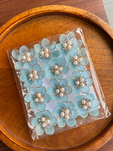 Designer Pearl Flower Aqua blue