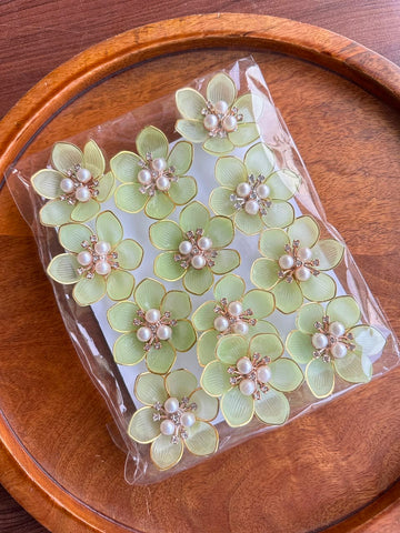 Designer Pearl Flower Parrot Green