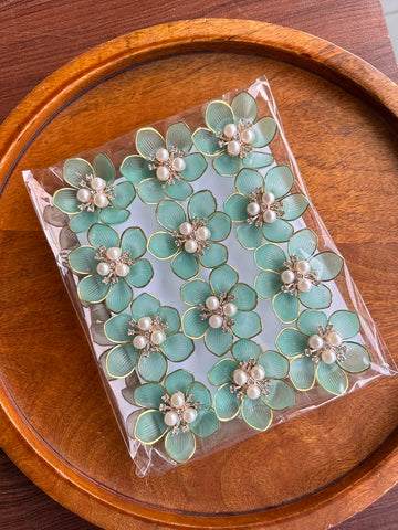 Designer Pearl Flower Sea Green