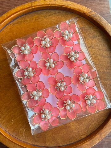 Designer Pearl Flower Peach Pink