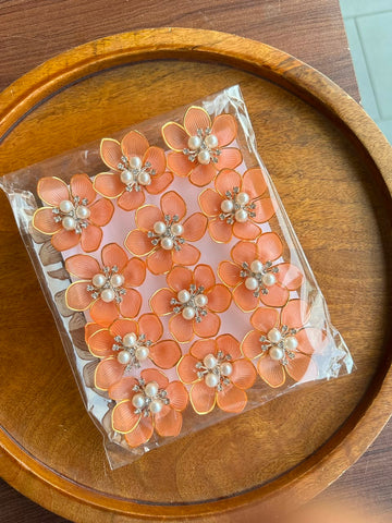 Designer Pearl Flower Orange