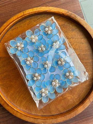 Designer Pearl Flower Sky blue