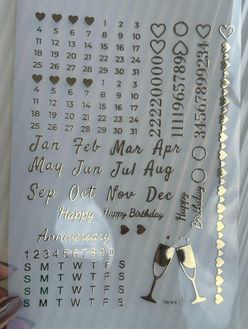 Calendar Metal Insert Sheet
