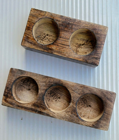 Wooden T-light Candles Jar