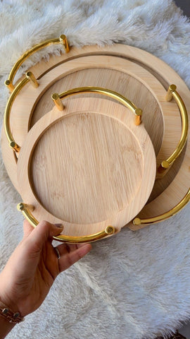 Round Tray Set With Handle