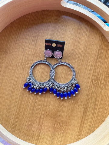 Round Dark Blue Silver Jumkha