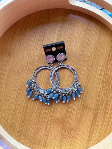 Round Light Blue Silver Jumkha